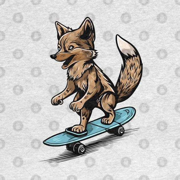 Cool Wolf Doing Sport and Skating With Skateboard by eijainspire